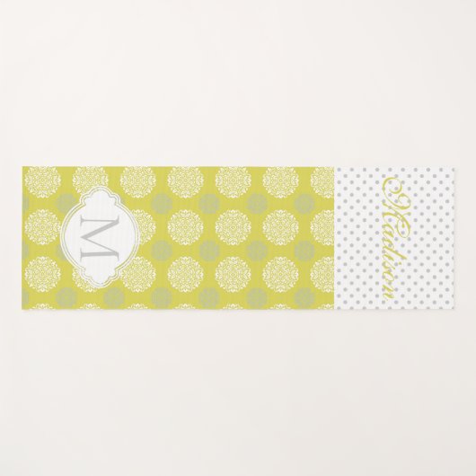Tapis De Yoga Chartreuse et gris tendance Monogram Yoga Mat (Devant (Horizontal))