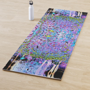 Tapis De Yoga Chartreuse impressionniste et fleurs du jardin Aqu