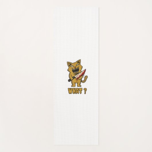 Tapis De Yoga Chat ce _ Drôle chat déplaisant avec couteau (Devant)