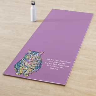 Tapis De Yoga Chat coloré Texte personnalisé
