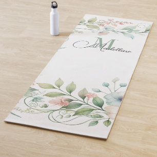 Tapis De Yoga Chat de Yoga personnalisé avec de petites fleurs s