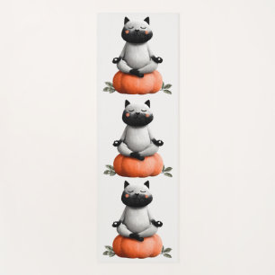 Tapis De Yoga Chat d'Halloween sur le design Citrouille