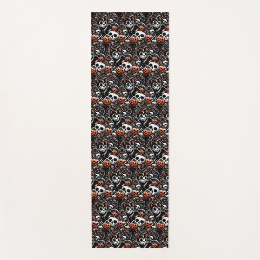 Tapis De Yoga Chat éffrayant avec des crânes (Devant)