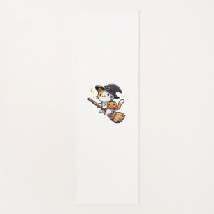 Tapis De Yoga Chat Funny Sorcière Halloween Costume Broom Sticks