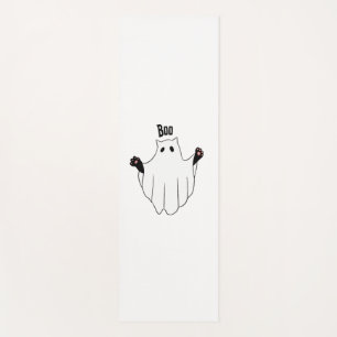 Tapis De Yoga Chat Ghost Boo Halloween Funny Chat Noir Éffrayant
