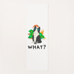 Tapis De Yoga Chat noir drôle, Joyeux chat de Noël Premium