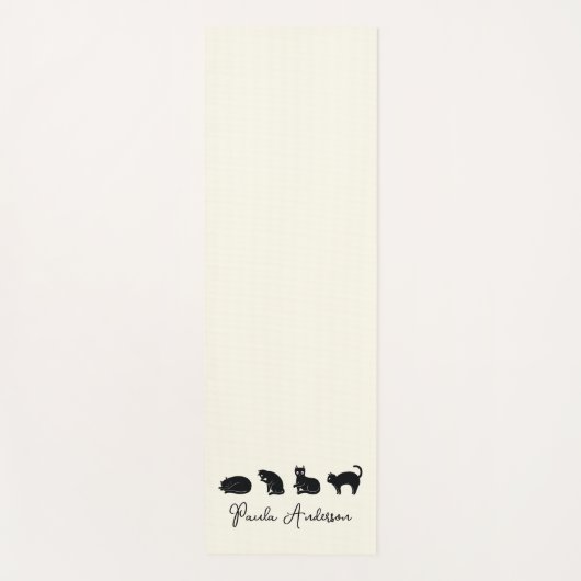 Tapis De Yoga Chat noir drôle mignon personnalisable (Devant)