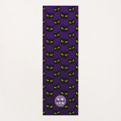 Tapis De Yoga Chat noir et violet Halloween motif Monogramme (Devant)