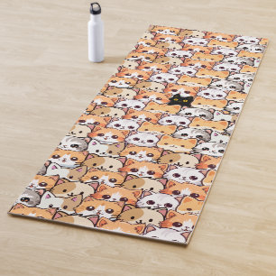 Tapis De Yoga Chat noir mignon en chats orange animal de compagn