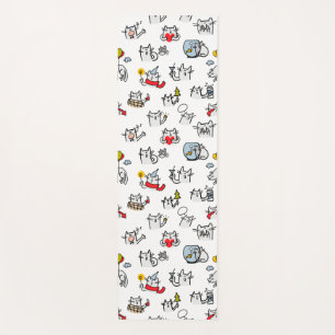 Tapis De Yoga Chats amusants, lait et magie.
