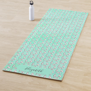 Tapis De Yoga Chats aquarelle sarcelle féminins couleur personna