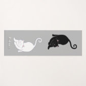 Tapis De Yoga Chats de yoga noir et blanc sur gris argenté clair (Devant (Horizontal))