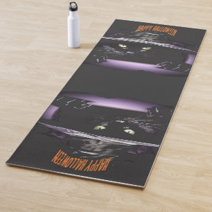 Tapis De Yoga Chats d'Halloween noirs modernes