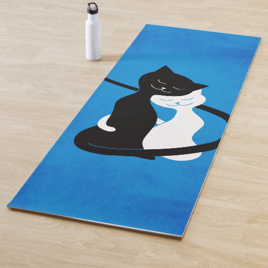 Tapis De Yoga Chats mignons du bleu deux dans l'amour (En situation)