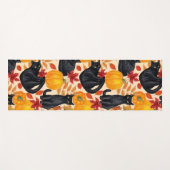Tapis De Yoga Chats noirs et citrouilles (Devant (Horizontal))