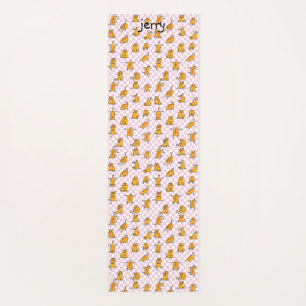 Tapis De Yoga Chats oranges drôles Nom personnalisé