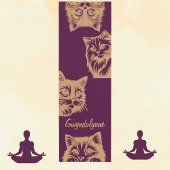 Tapis De Yoga Chats Peeeer mignonne violet or Monogramme
