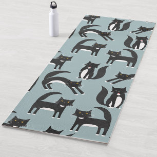 Tapis De Yoga Chats Tuxedo noirs et blancs