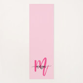 Tapis De Yoga Chaud rose moderne Script Girl Monogramme Nom (Devant)