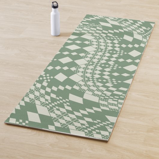 Tapis De Yoga Chèques déformées en vert (En situation)