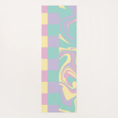 Tapis De Yoga Chèques et perles Pastel Rose, Jaune, Violet & Ver (Dos)