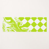 Tapis De Yoga Chèques et permules en vert et blanc de chaux (Devant (Horizontal))