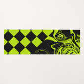 Tapis De Yoga Chèques et permules - Lime vert et noir (Devant (Horizontal))