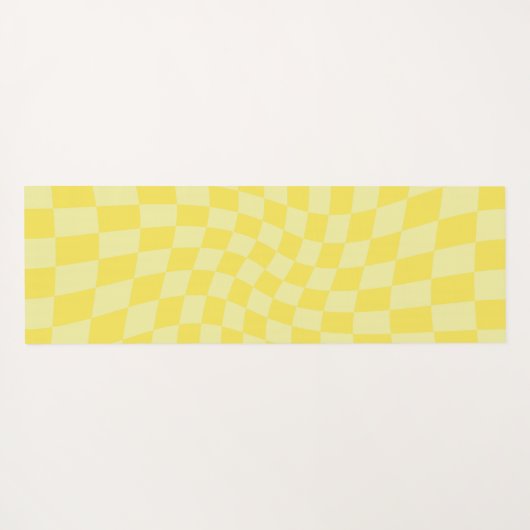 Tapis De Yoga Chèques Retro Pastel Jaune en damier dépoli (Dos (Horizontal))