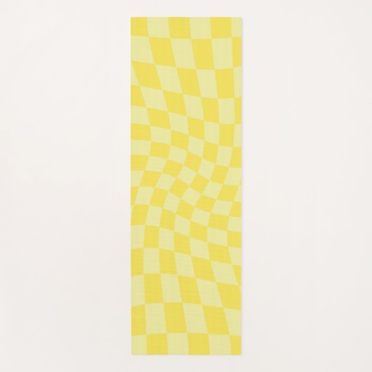 Tapis De Yoga Chèques Retro Pastel Jaune en damier dépoli (Devant)