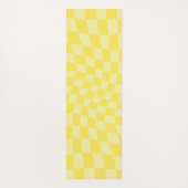 Tapis De Yoga Chèques Retro Pastel Jaune en damier dépoli (Dos)