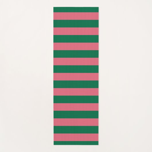 Tapis De Yoga Chérie Picket Rose Vert Bande (Devant)