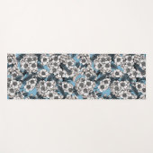 Tapis De Yoga Cherry blossom in white and blue (Devant (Horizontal))