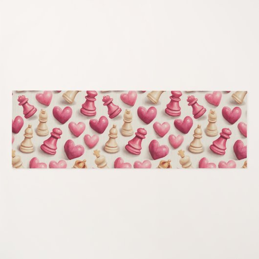 Tapis De Yoga Chess & Hearts Valentines Pattern (Devant (Horizontal))