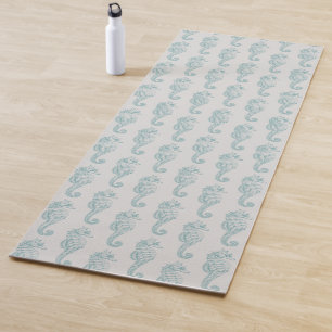 Tapis De Yoga Chevaux de mer tropicaux, Motif hippocampe - gris