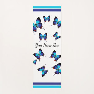 Tapis De Yoga Cheveux couronné - papillon bleu personnalisé Yo