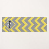 Tapis De Yoga Chevron jaune gris motif lignes rayures Monogramme (Devant (Horizontal))