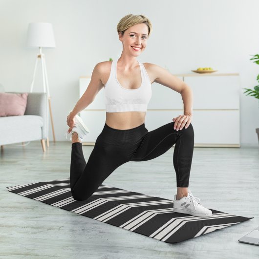 Tapis De Yoga Chevrons Bleus Et Blancs