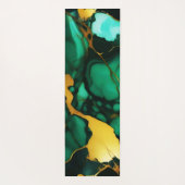 Tapis De Yoga Chic Elegant vert foncé jaune Faux Marble (Dos)