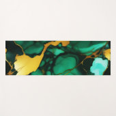 Tapis De Yoga Chic Elegant vert foncé jaune Faux Marble (Devant (Horizontal))
