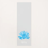 Tapis De Yoga chic lotus baby blue personalized script (Devant)