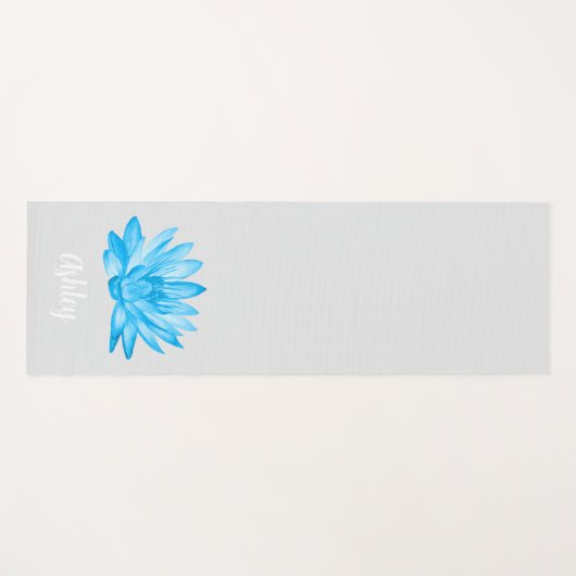 Tapis De Yoga chic lotus baby blue personalized script (Devant (Horizontal))