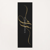 Tapis De Yoga Chic Monogramme Gold Initiales Script Noir (Devant)