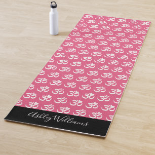 Tapis De Yoga Chic Monogramme Om Symbole Motif rose noir