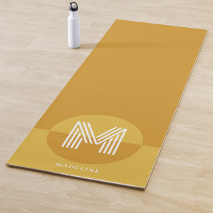 Tapis De Yoga Chic moutarde jaune géométrique Monogramme moderne