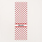 Tapis De Yoga Chic Polka Dot Rouge Blanc Arrière - plan (Devant)