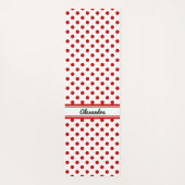 Tapis De Yoga Chic Polka Dot Rouge Blanc Arrière - plan (Dos)