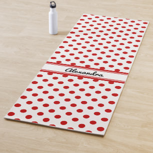 Tapis De Yoga Chic Polka Dot Rouge Blanc Arrière - plan