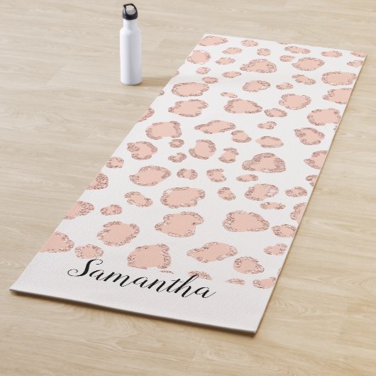 Tapis De Yoga Chic rose gold glitter blush pink leopard (En situation)