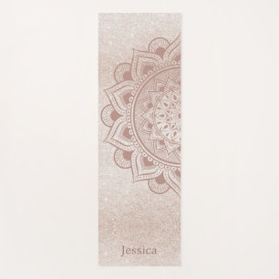Tapis De Yoga Chic Rose Gold Yogi Mandala Namaste Om Nom personn