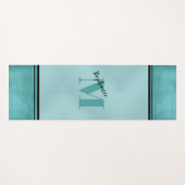 Tapis De Yoga Chic Turquoise brossé Métal Monogrammé Élégant (Devant (Horizontal))